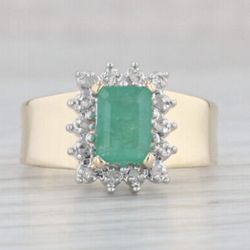 14kt Anillo De Oro Solido Con Esmeraldas Y Diamantes Size 7.5