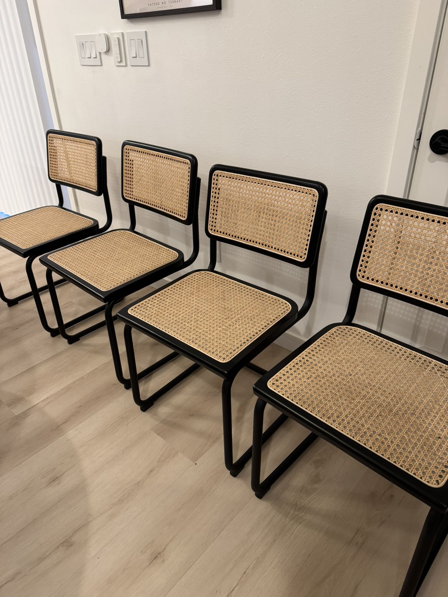 Rattan Cane Dining Chairs (Set Of 4)