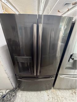 GE 36” black French doors refrigerator