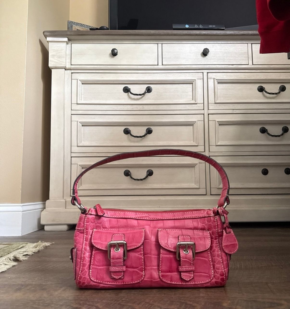Dooney & Bourke Pink Croc Shoulder Bag