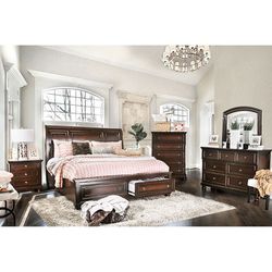 Brand New Dark Cherry Queen Bedroom Set (Available In California & Eastern King)