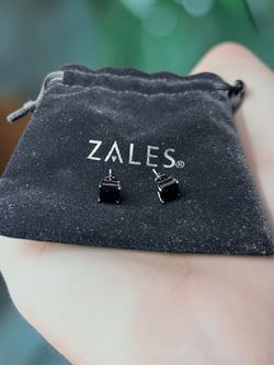 Zales 8mm Black CZ 925 Silver Studs