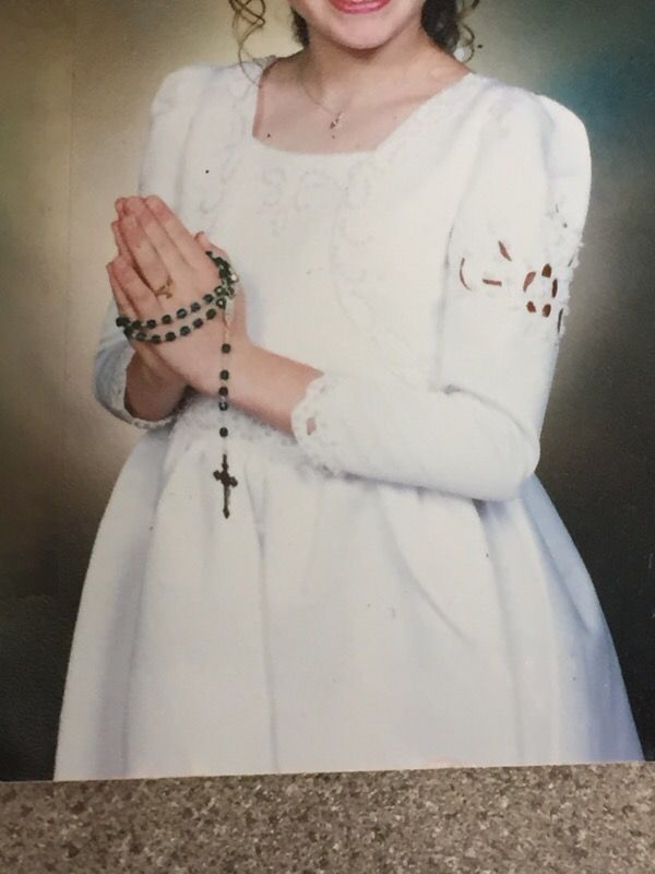 Communion dress with jacket ,no stains still looks like new ! Length is to the calf or below not floor length
