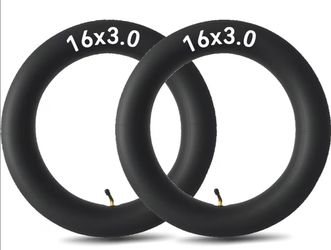 2 Pack 16x3.0 Bike Inner Tube 16x3.0/3.25/3.50 Replacement Tire Tube with Bent Valve Stem for Electric Scooters Hybrid Bicycle E-Bike Mopeds Kids Chop