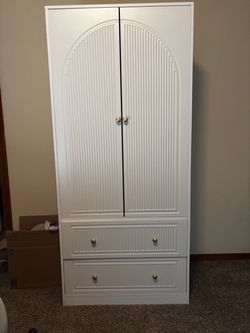 White Wardrobe Armoire with Drawers