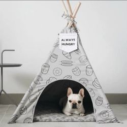 Adorable Pipolli Dog Teepee with Pizza, Hotdogs And Burgers Print Dog Bed Spoil Your Pup Or Kitty With This Adorable Chill Spot, Crate, House, Home, 