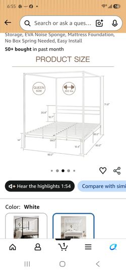 Queen Size Metal Canopy Bed Frame