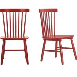 Open box New StyleWell Chili Red Windsor Solid Wood Dining Chairs (Set of 2) 
