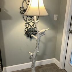 Retro Coastal/Farmhouse Floor Lamp Rustic Standing Tree Trunk Deco Modern Country  