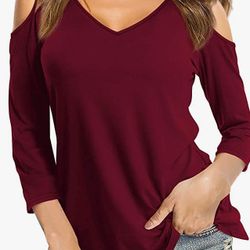 Women's Cold Shoulder Tunic Top Large