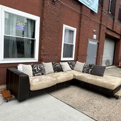 Black And Beige Sectional 