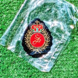 Crown & Laurel "S" Letter Red/Black/Gold Embroidered Applique 2x1.5" Patch NOS