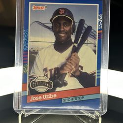Jose Uribe, rare triple error card. Vintage 1990 Donruss leaf