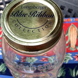 Longaberger Blue Ribbon Collection 1Qt Jar Made In USA