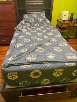 Twin bed w/ mattress & bookcase headboard