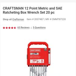 Craftsman 20pcs. SAE/METRIC RATCHETING SET