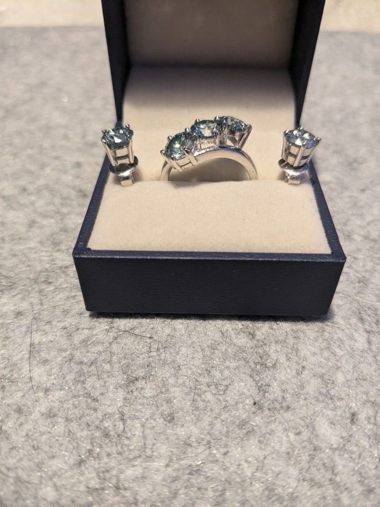 3 Diamond Ring And Matching Earrings Set