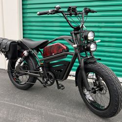 1500 Watt Electric Indy’N style Chopper Ebike, 33mph, Saddlebags, Metal Basket