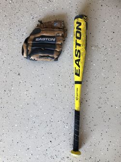 Easton glove and bat