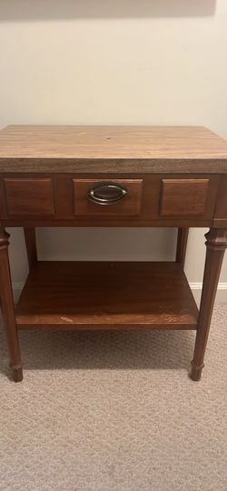 Wooden Side Table with Drawer and Shelf