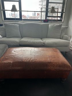 Mitchell Gold Leather Patchwork Ottoman