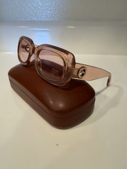 Longchamp LO716S 610 Transparent Rose Pink Rectangle Sunglasses w/ Case