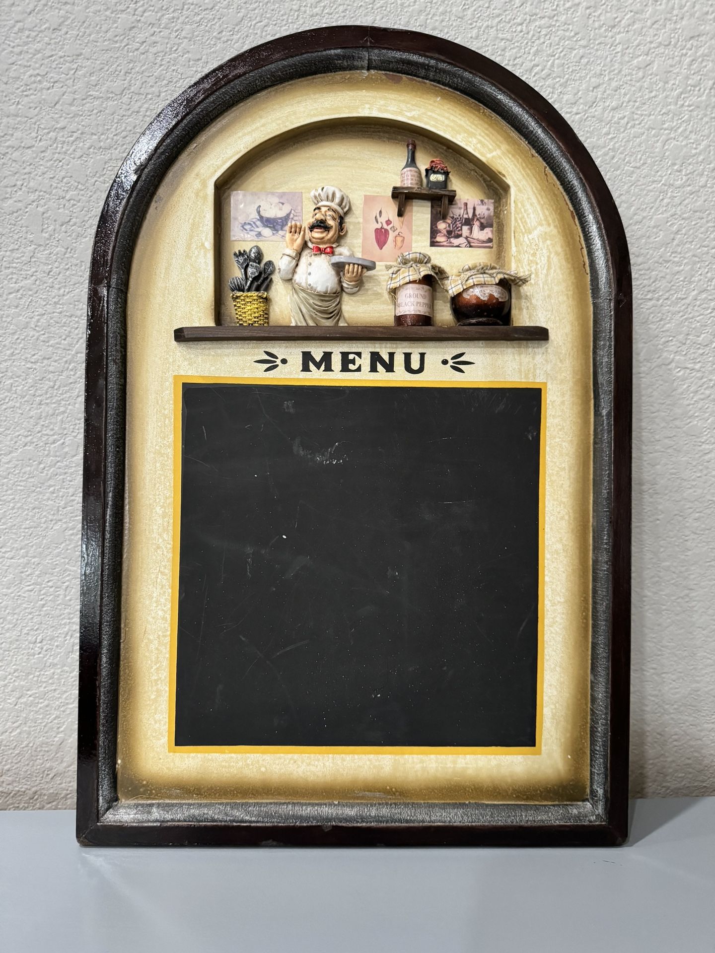 Vintage Restaurant Wood Menu Board Black Board 3D Mid Century Modern 24x15.75 In