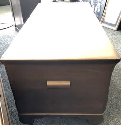 Antique Wooden Chest W/Wheels