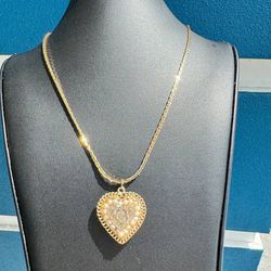 Vintage 14k gold locket pearls heart flower GCJ solid George Carter Jessop with 14k yellow gold chain