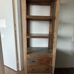 Solid Wood Shelving Unit With Drawers