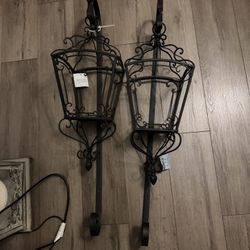 Elegant Black Wrought Iron Wall Sconces