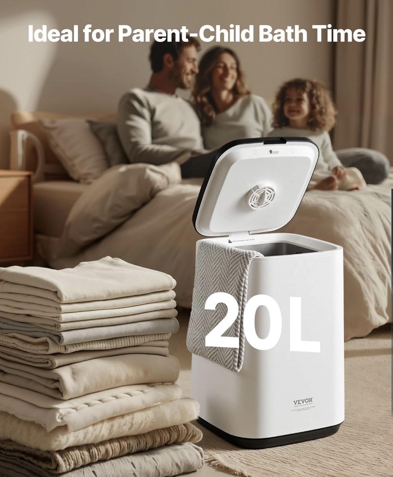 VEVOR Towel Warmers for Bathroom, Towel Warmer Bucket with Child Lock & High-Temp Indicator & 24H Delay Timer & Auto Shut Off Fits up to 4 Oversized T