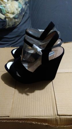 Size 8 Steve Madden brand new black suade wedges $20 a pair