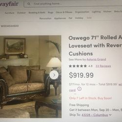 Beautiful Love Seat By Hughes Furniture With Rolled Arms