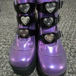 Purple Metallic Platform Boots