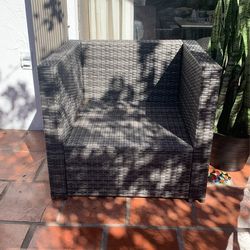 Wicker Patio Chairs Dark Gray With Table 