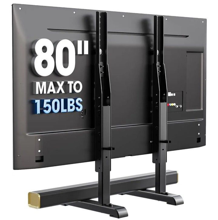 Universal TV Stand, Table Top TV Stand Base Wobble-Free Replacement for Most 24 to 80 Inch LCD LED TVs, 7 Height Adjustable TV Legs Hold up to 150lbs