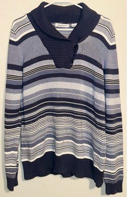 Blue and White Knit Sweater