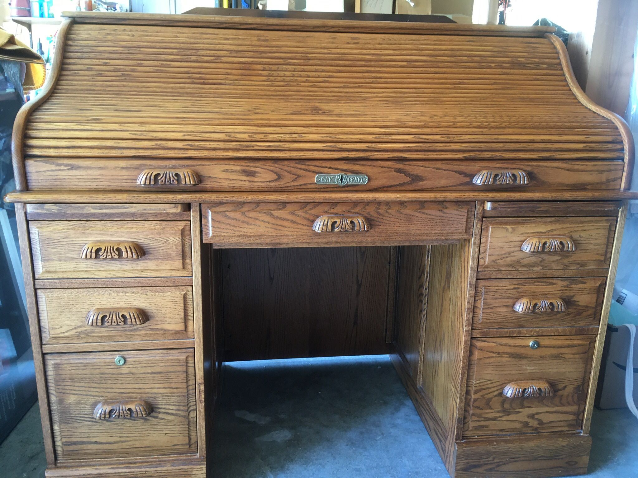 Oak Craft Roll Top Desk