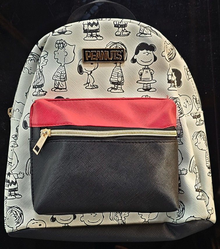 Peanuts Full Cast Bioworld Mini Backpack 'White/Red/Black