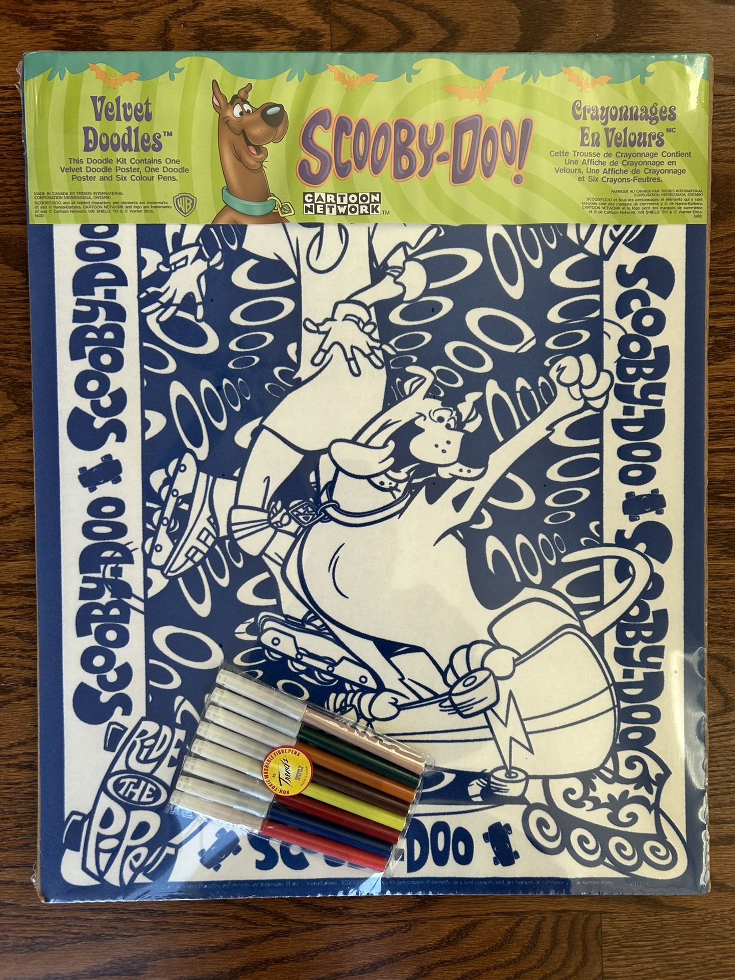 Velvet Doodle 16 X 20 Scooby Doo Two Posters 6 Color Pens, Vtg Sealed