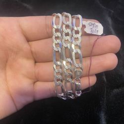 925 Silver thick Figaro chain with diamond cut 24 inches
