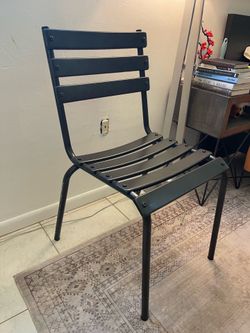 Black Metal Slat Back Chairs (Set of 4)