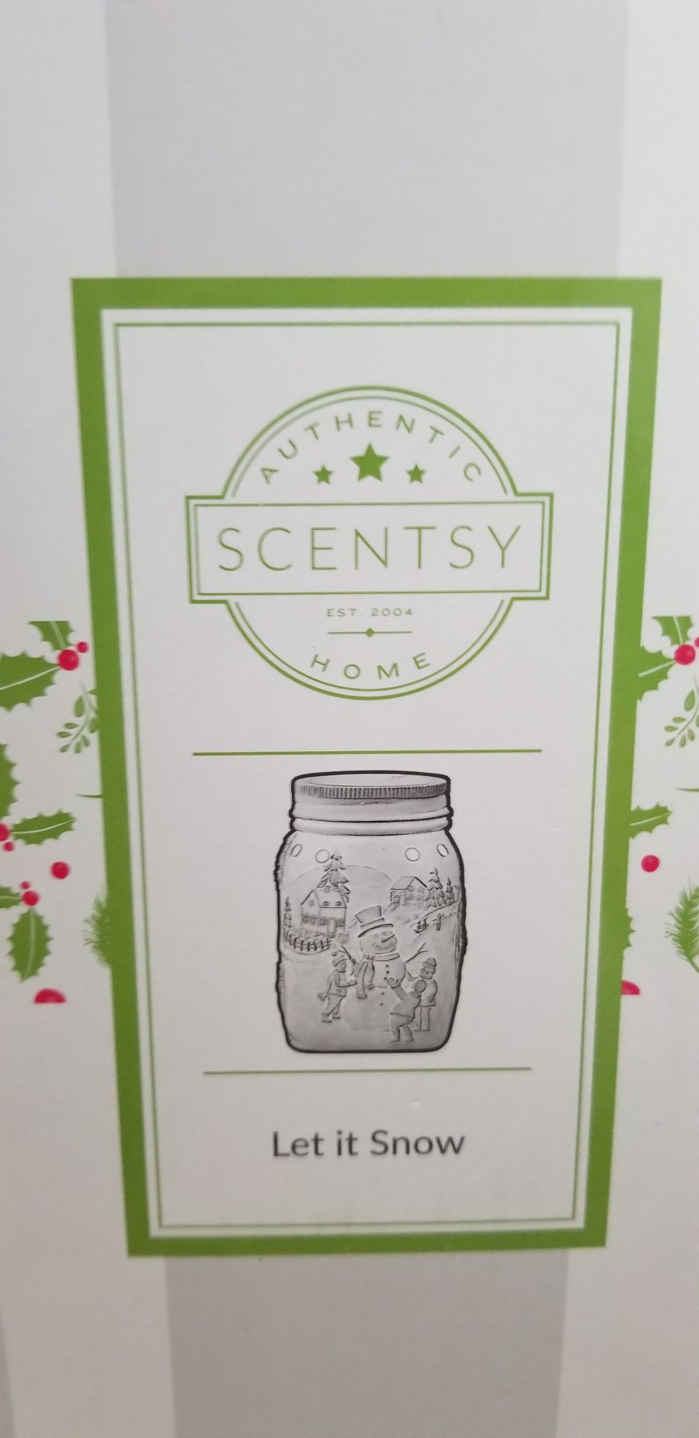 Let it snow-holiday Scentsy warmer, glowing mason jar