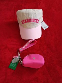 Starbucks hat and keychain/pouch