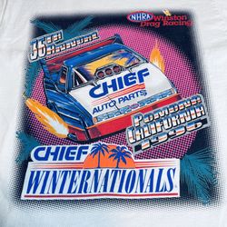 Single Stitch Vintage 1996 Chief 36th Annual Winter National NHRA Winston Drag Racing T-Shirt Pomona California 