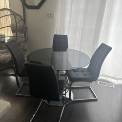 Black Leather Dinning Set 