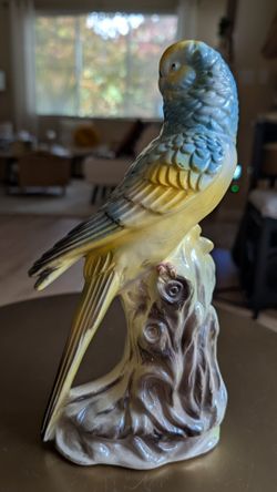 Vintage Porcelain Parakeet Figurine, Capodimonte/Lefton Style