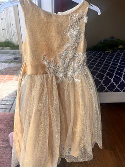 Gold Girl Dress For Special Occasion / Flower Girl Dress 3T - 4T 