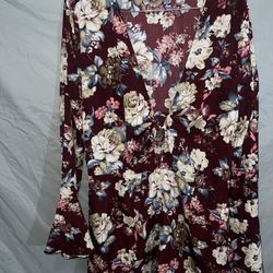 Floral Burgundy Jumpsuit From Loveriche